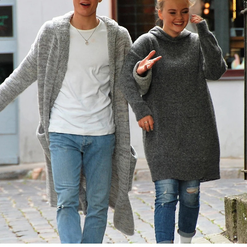 Winter Mens Vintage Hooded Thin Sweater Cardigan Long-sleeve Knitwear Loose Long Hoodie Coat for Men Casual Knitted Warm Jacket 240814
