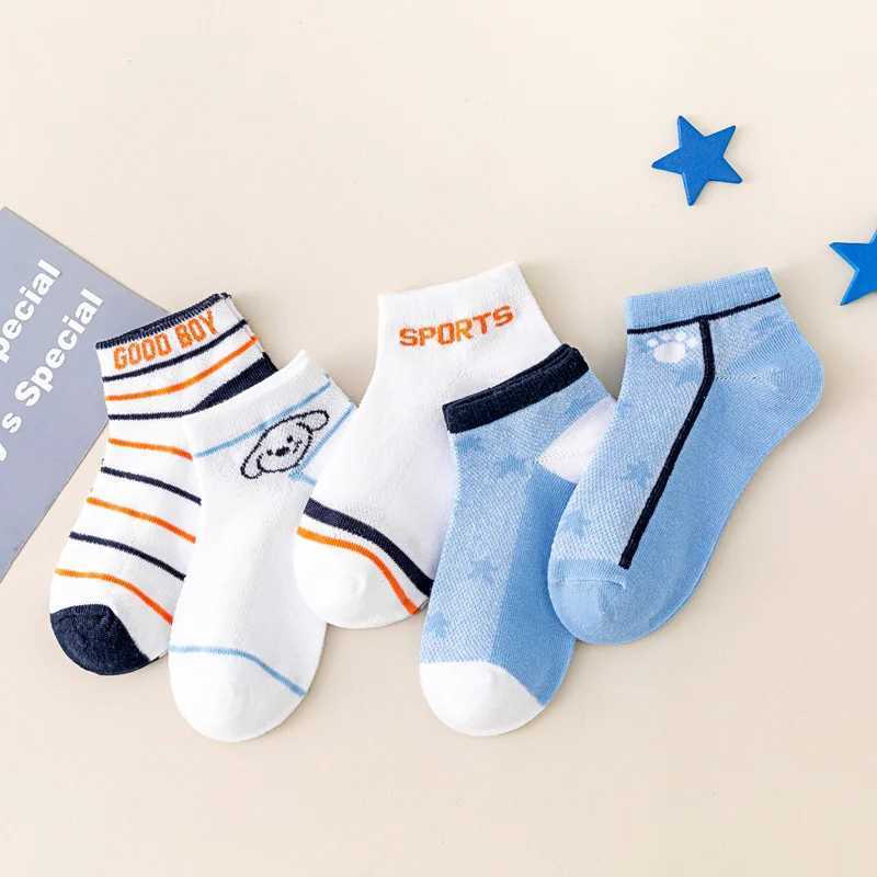 5 pairs of childrens socks summer fine mesh breathable not bulky feet new baby socks W240814