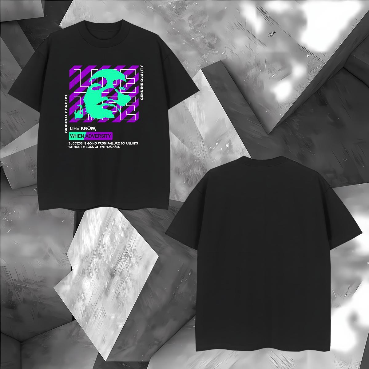 T Shirt For Man 230g Cotton icon Street Wear Crew Neck Anime Print Tshirt for Man Woman Custom Loose Tops Shirt