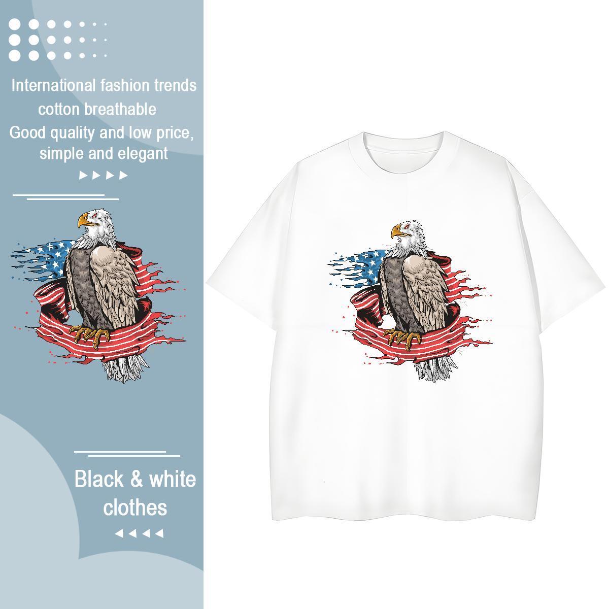 Free Shipping T-Shirts eagle Breathable Short Sleeve Casual Beach Custom Print Oversized 230g 100% Cotton Men Tshirts Fashion Casual Clothings