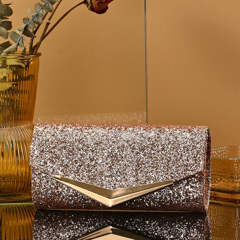 Upscale High Quality Evening Party Bag Sequin Clutch Bag Elegant Chain women Crossbody Bag Wedding Bride Clutch shoulder bag 240813