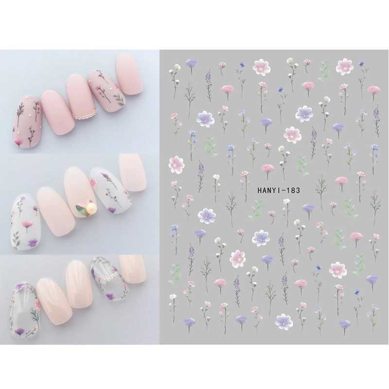 3D Nail Stickers Watercolor Nail Stickers Blue White Flower Nail Art Decals Beauty Flower Decoration For TIP NAIL BeautyXJ240814