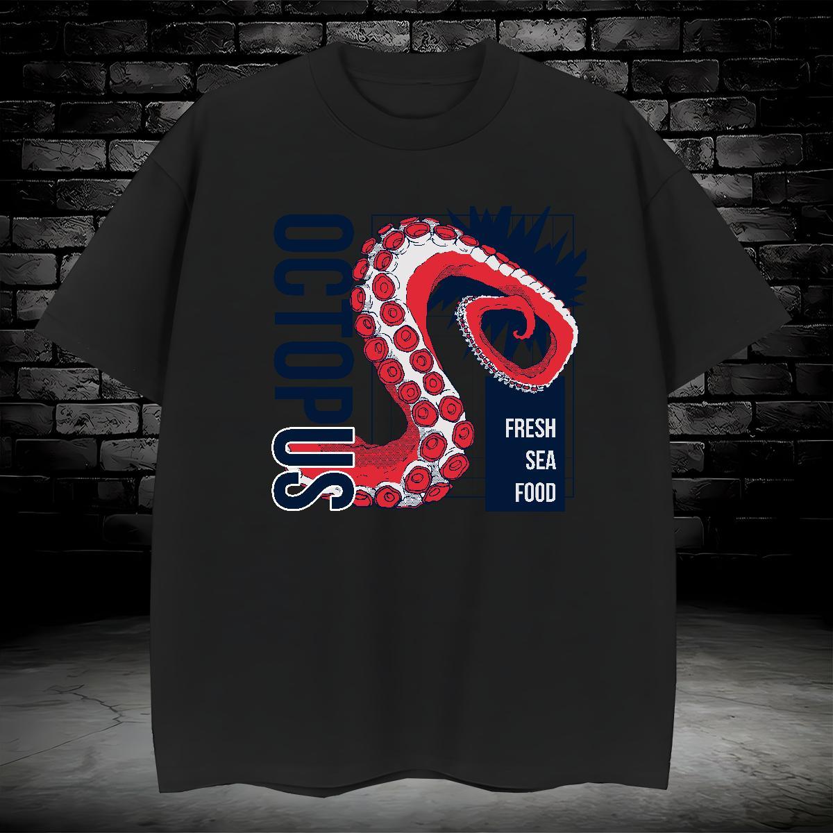 Mens T Shirts 230g 100% Cotton octopus tentacle High Street Hip Hop Breathable Custom Anime Men Tops Tees 2024 DIY Cool Clothings