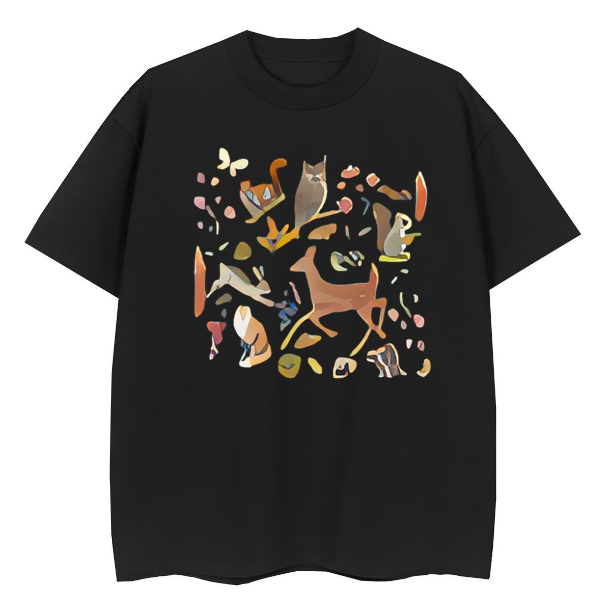 Unisex Man T Shirts Deer Short Sleeve O-Neck Daily Outfit Custom Print Plus Size 230g Pure Cotton Mens Tshirts Factory Direct Clothes