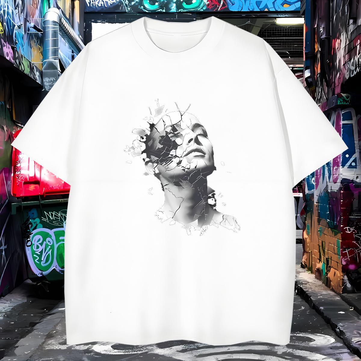 T-Shirts for Men 230g Cotton portrait Daily Wear Breathable Short Sleeve White Plus Size Couples T Shirts Brand Wholesale Tees Shirts