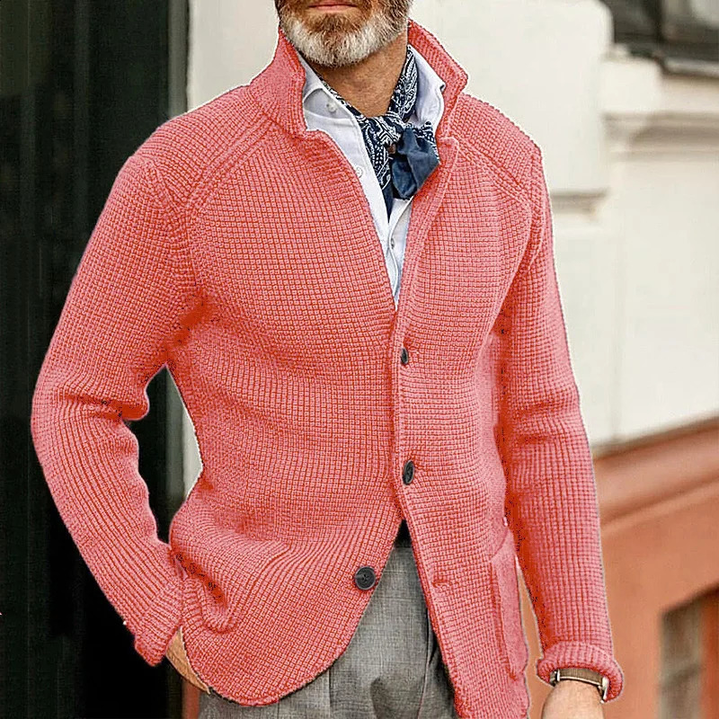 Sweater Mens Slim-fit Stand-up Collar Knitted Cardigan Autumn and Winter Coat Cross-border Casual Large Size Pocket Mens 240814