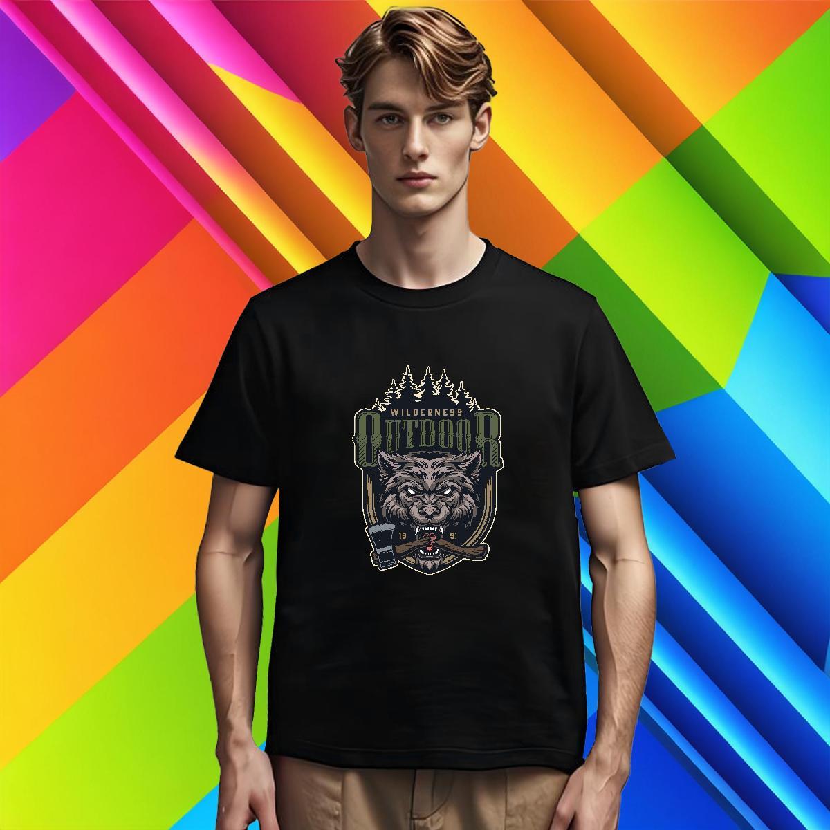T Shirt For Man 230g Pure Cotton wolf Hip Hop Short Sleeve O-Neck Anime Men Clothes T-Shirt Stylist Cool Design Tops Shirt