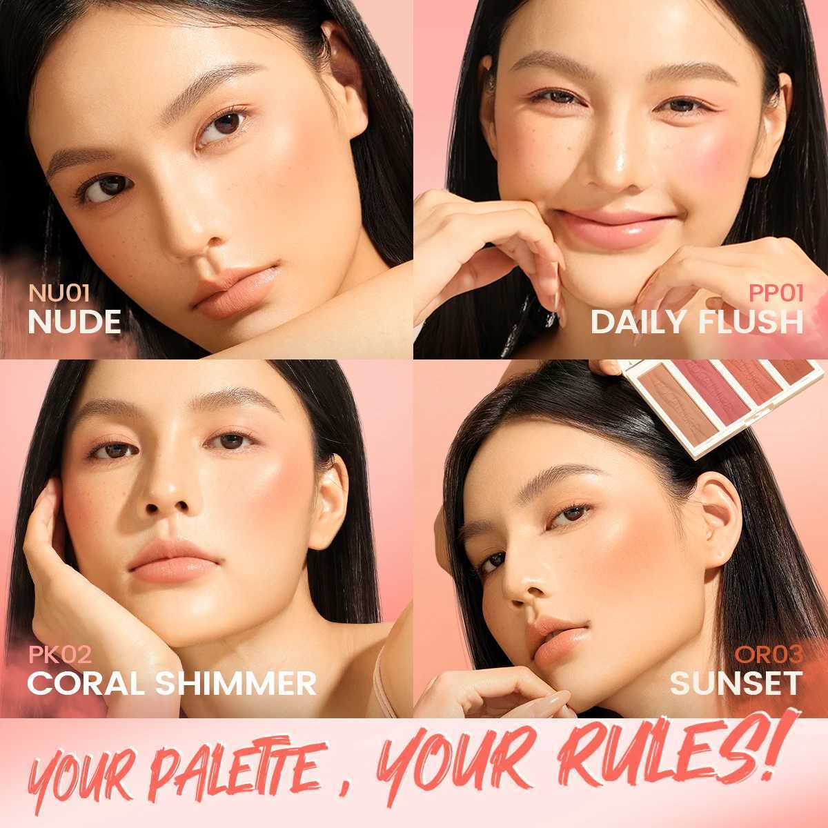 FOCALLURE Multi-use DIY Blusher Palette Waterproof Long-lasting High Pigment Natural Face Blush Powder Makeup Women Cosmetics Y240815