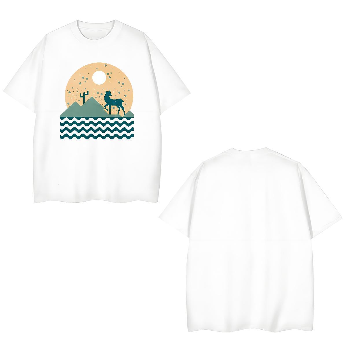 Designer Men T Shirts Deer Short Sleeve O-Neck Casual Daily Wear Custom Print Plus Size 230g Pure Cotton Mens Tshirts Wholesale Polos