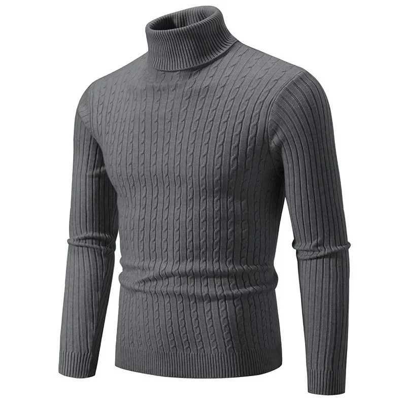 Mens High Neck Sweaters 15 Colors Autumn and Winter Solid Color Knitted Warm Turtleneck Pullover Mens SweaterXJ240814
