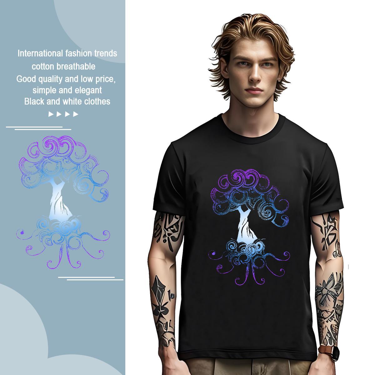 T-Shirts 230g Cotton tree Outdoor Crew Neck White Plus Size Men Tshirts 2024 Designer Soft Tops Shirt