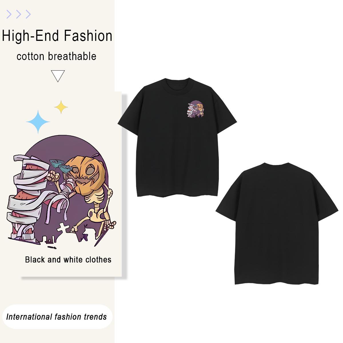 T Shirt For Man 230g Pure Cotton pumpkin Hip Hop Breathable Crew Neck Custom Cartoon Men Tops Tees Designer Loose Clothes