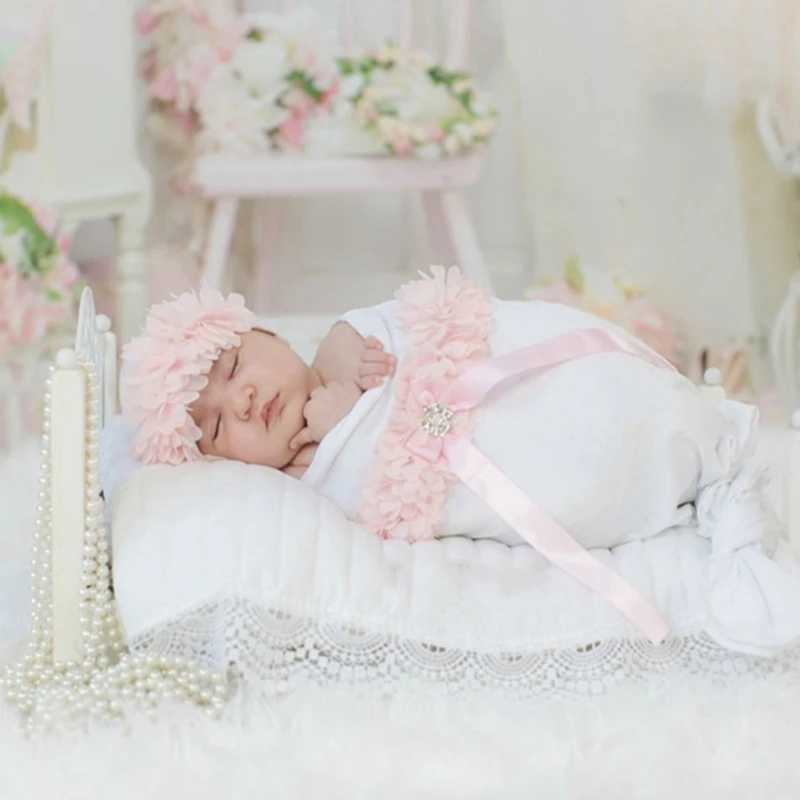 0-2Month Baby Photo Clothes Bowknot Sleeping Bag Beanie Hat Newborn Photography Costume Set Infant Photoshooting Outfit Y240814