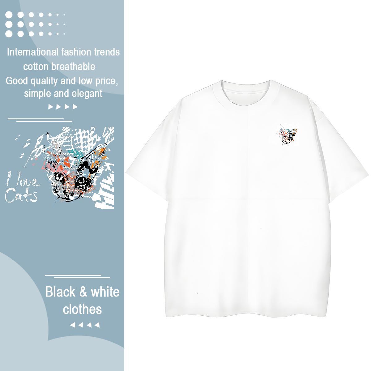 Mens T Shirts 100% Cotton 230g cute Daily Outfit Breathable Custom Print Plus Size Mens Tshirts 2024 Summer Soft Clothings