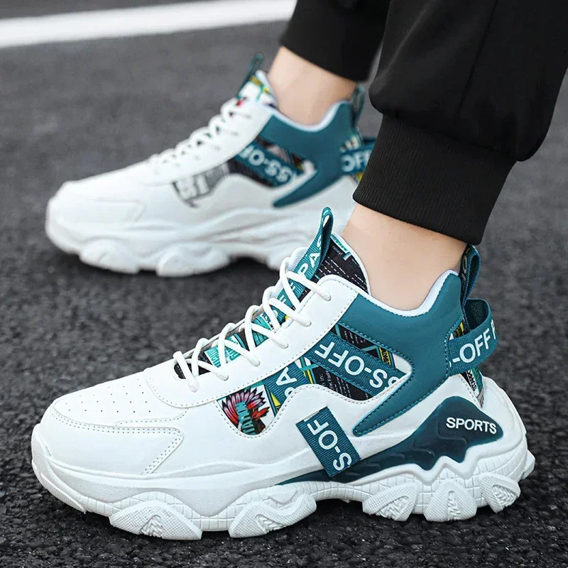 2024 Men's comfortable Breathable Running Mesh tennis sneakers Walking platform gear step shoes Dynamic color contrast