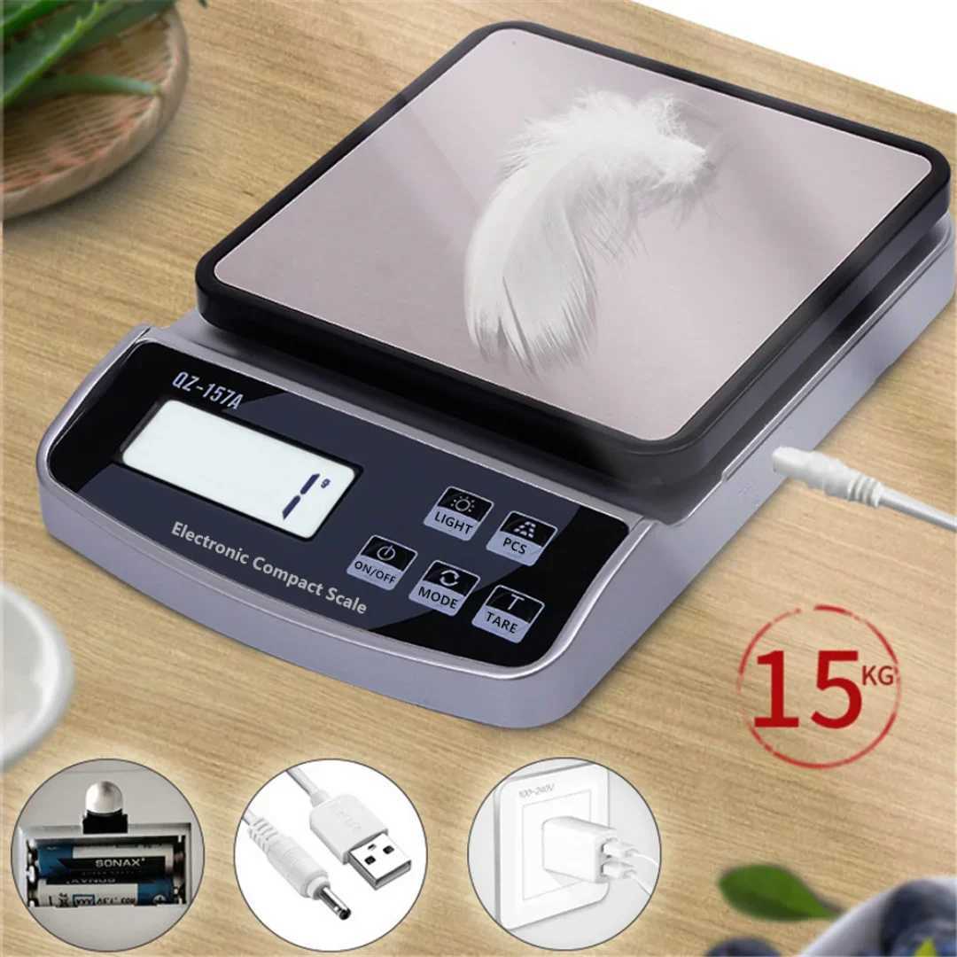 Kitchen Measuring Tools Electronic Scale 15/10/5/3KG Maximum Weight USB Charge Smart Digital Display Scale Precision InstrumentM240815