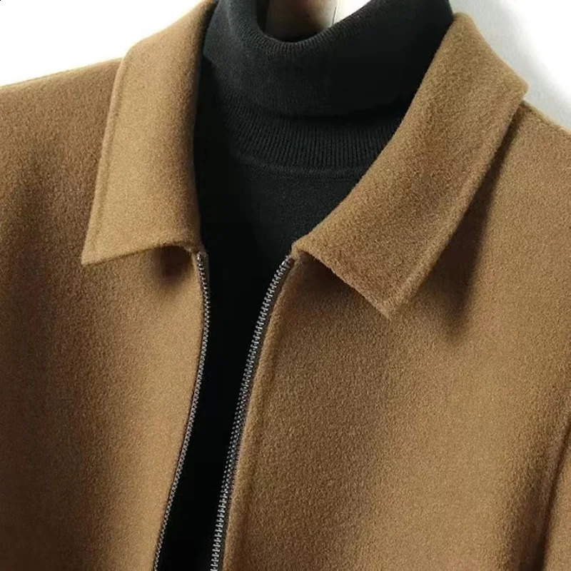 2024 Autumn And Winter Korean Mens Woolen Coat Business Casual Thick Warm Collar Short Versatile y240823