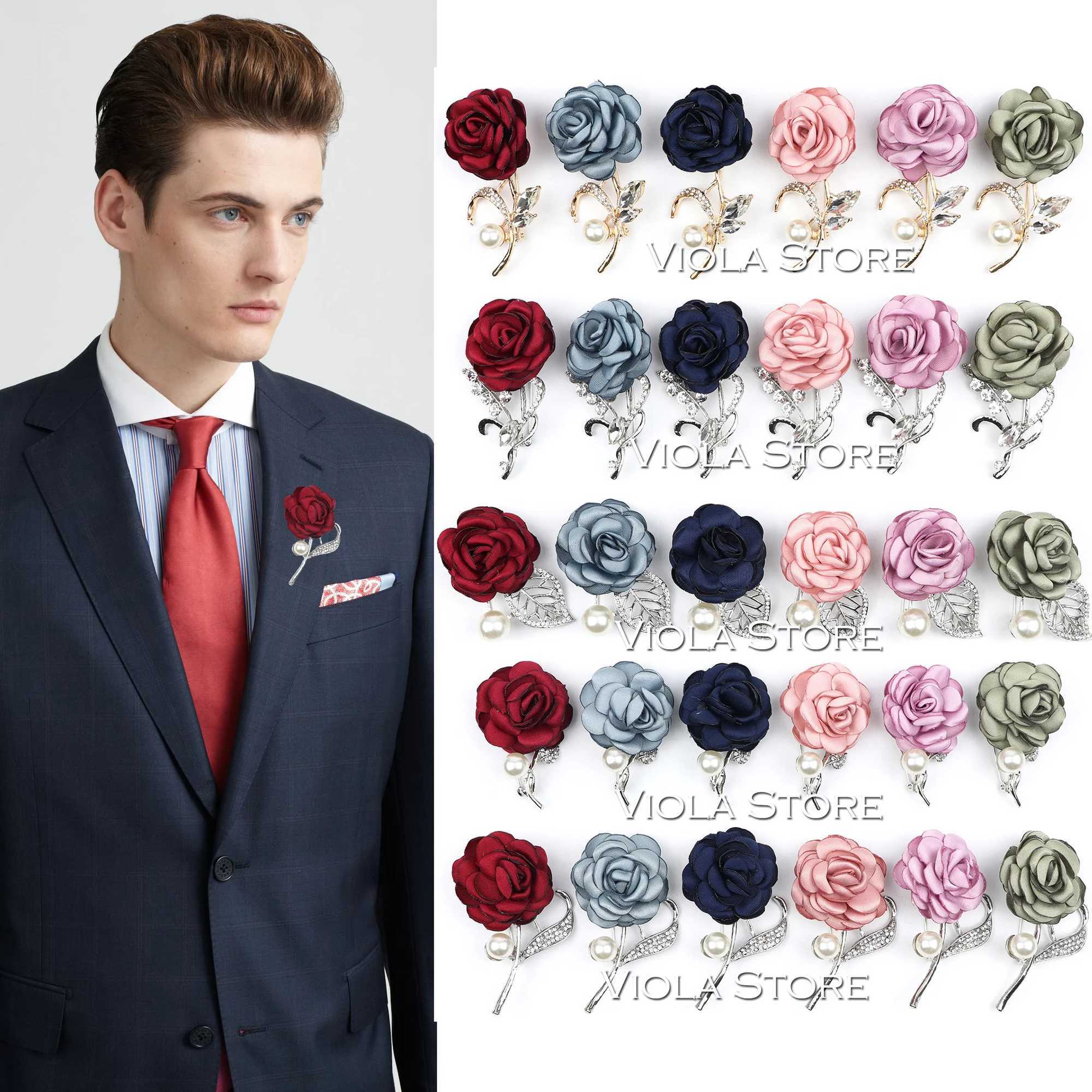 Retro Rose Chest Red Blue Peach Womens Jewelry Pin Groom Wedding Party Brooch Corset Set Accessories Gift W240815
