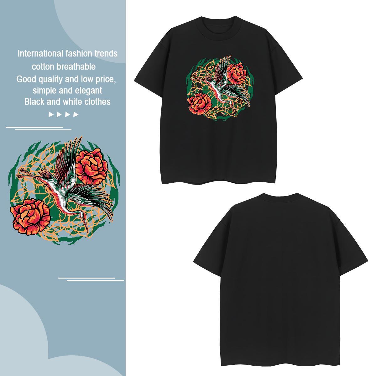 Comfortable T-Shirts eagle Breathable Short Sleeve Home Outdoor Cartoon Print 100% Cotton 230g Mens Tshirts New Arrival Tee Shirt