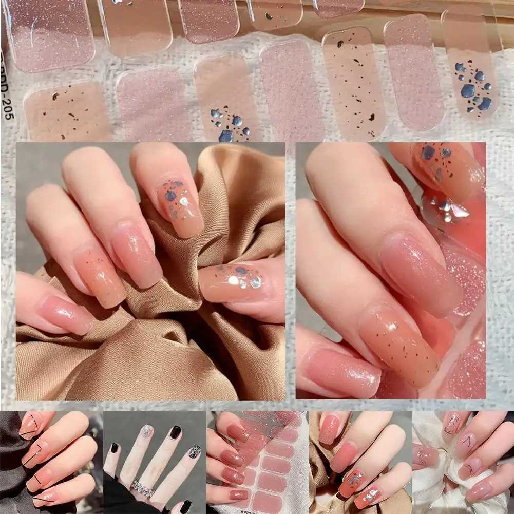 Nail Stickers Semi Cured uas gel Nail Strip Sticker Nail Gel Waterproof Lamp Gel Cured Decals Wraps Polish Nail G4Q6XJ240814