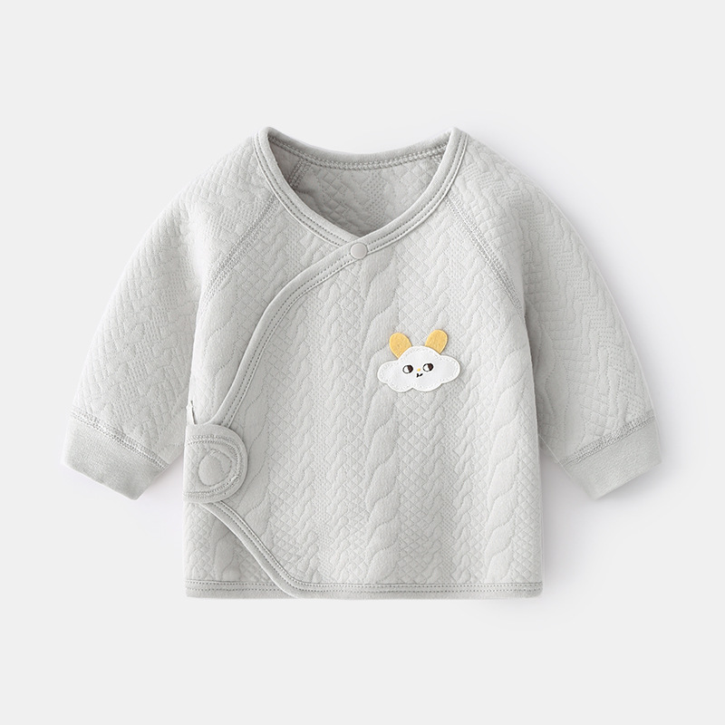 Newborn baby inner clothes boneless warm air plus cotton newborn half back thickened full moon monk clothes baby top