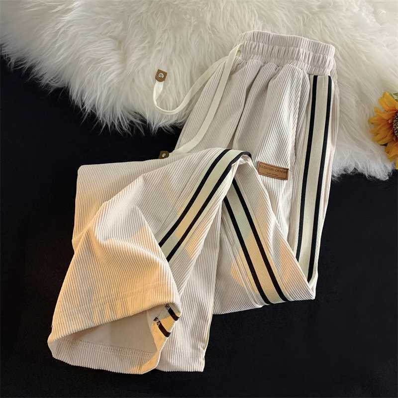 2024 new bagged striped Corduroy sports pants autumn mens casual high street harem Trouser gym Y2K retro mens underwearW240725