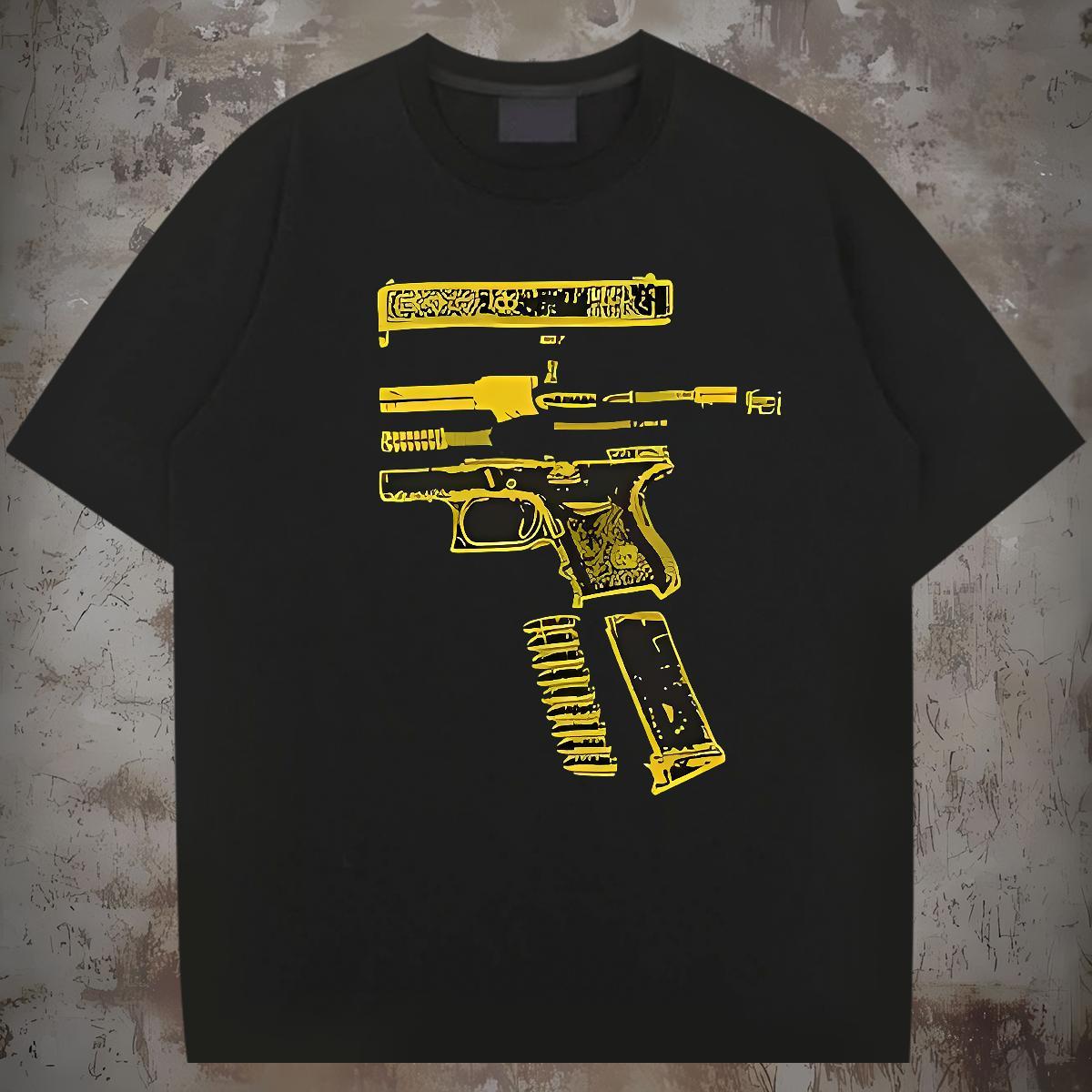 Unisex pistol Man T Shirts Spring Summer Men Clothes T-Shirt 230g Cotton Designer O-Neck Short Sleeve Oversized 4XL Tops