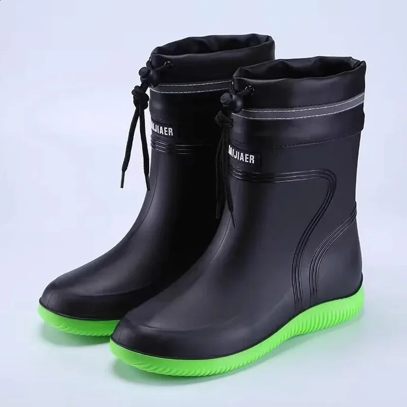 Mens mid pipe waterproof boots fashionable construction site anti slip rubber shoes summer fishing girls waterproof mens waterproof boots 240821