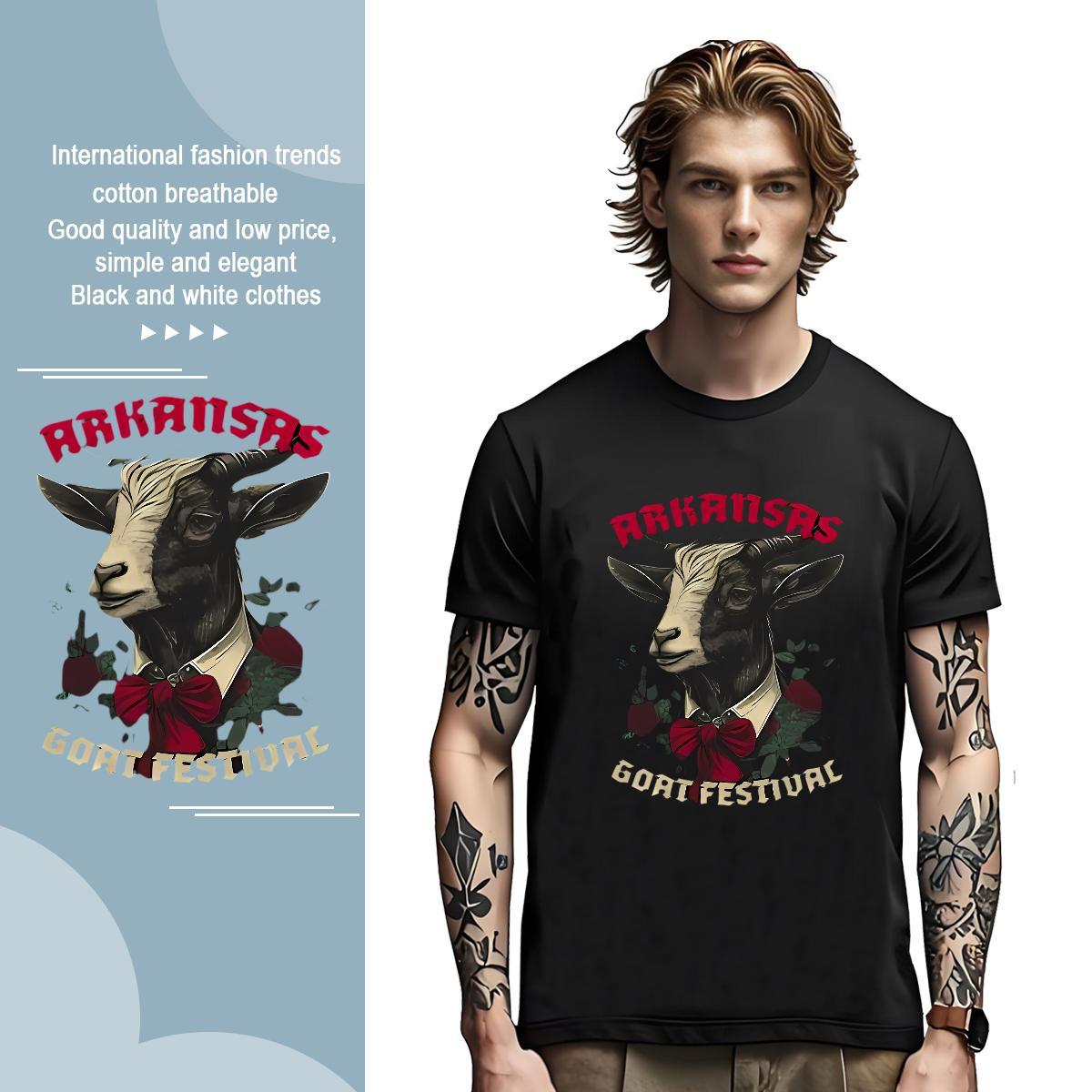 Man T Shirts 230g Pure Cotton sheep Casual Breathable Short Sleeve Cartoon Print Men Tops Tees Fashion Design TOP Quality Clothings