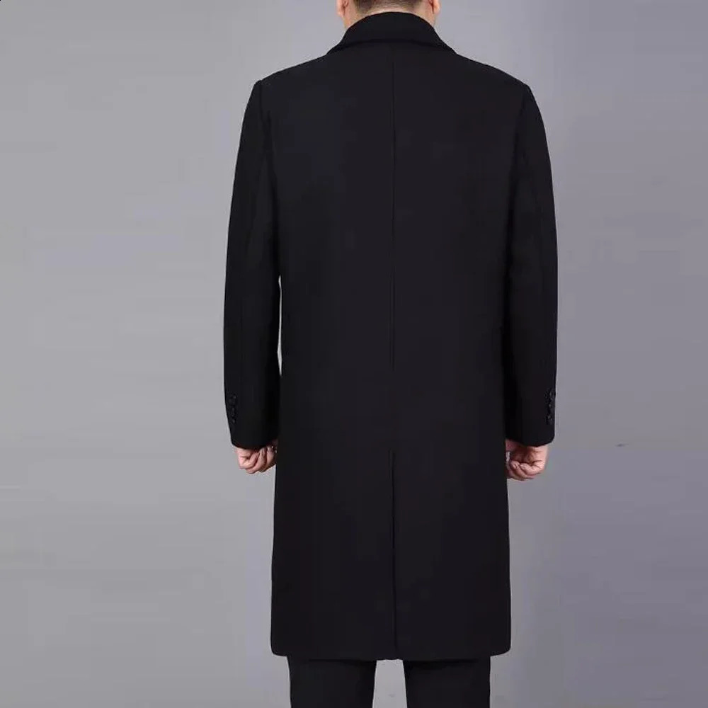 Abrigos Invierno Hombre Autumn and Winter Boutique Woolen Black Gray Classic Solid Color Thick Warm Mens Long Wool Coats 240814