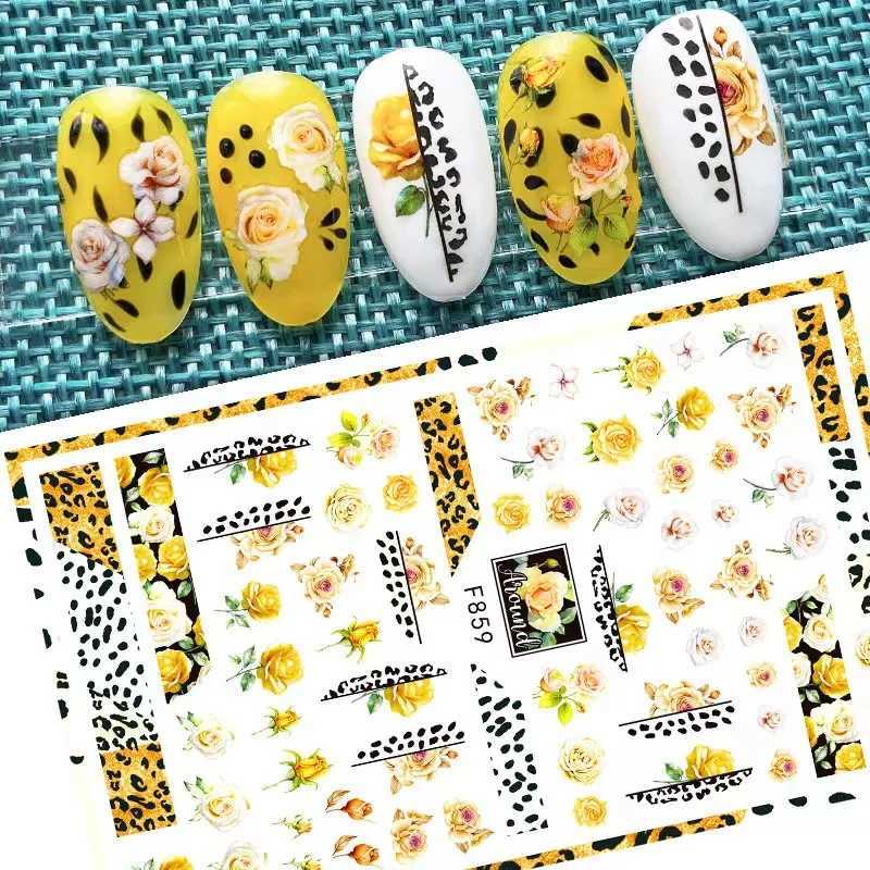 New Rose Flower 3D Nail Sticker Accesories Nail Art Decoration Self-pressing On Manicure Sticker Ladies Manicure Supplies DecalsXJ240814