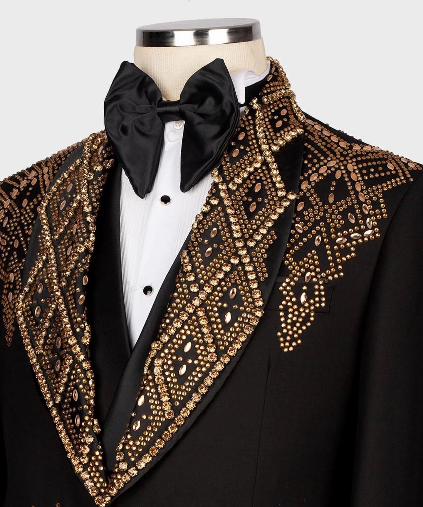 Men's Wedding Suit Modern Shawl Lapel Tailored Blazers 3 Pieces Set Rhinestone Beaded Groom Jacket For Man Custom Made Coat (Jacket+Pants+Vest)