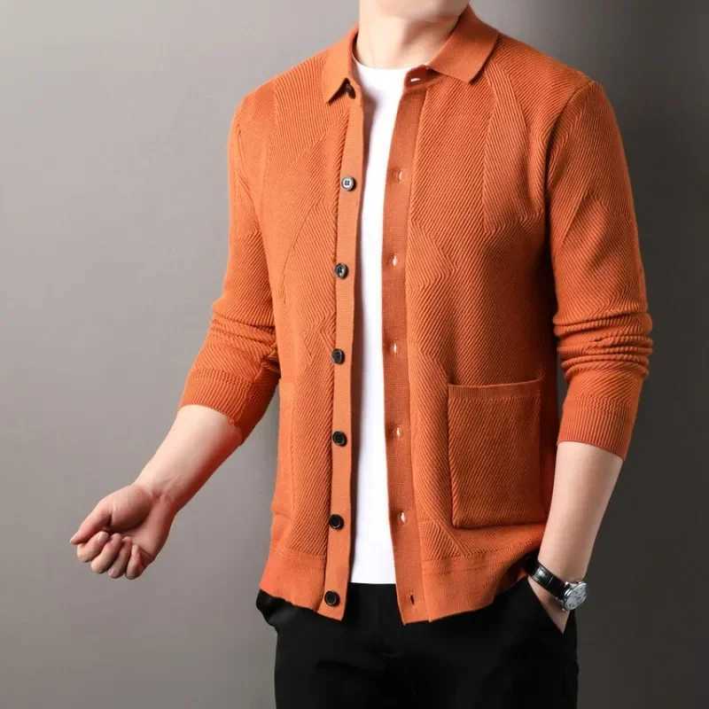 NEW Mens Casual Design Cardigan Long Sleeved Button Coat Cardigan Sweater Men ClothingXJ240814