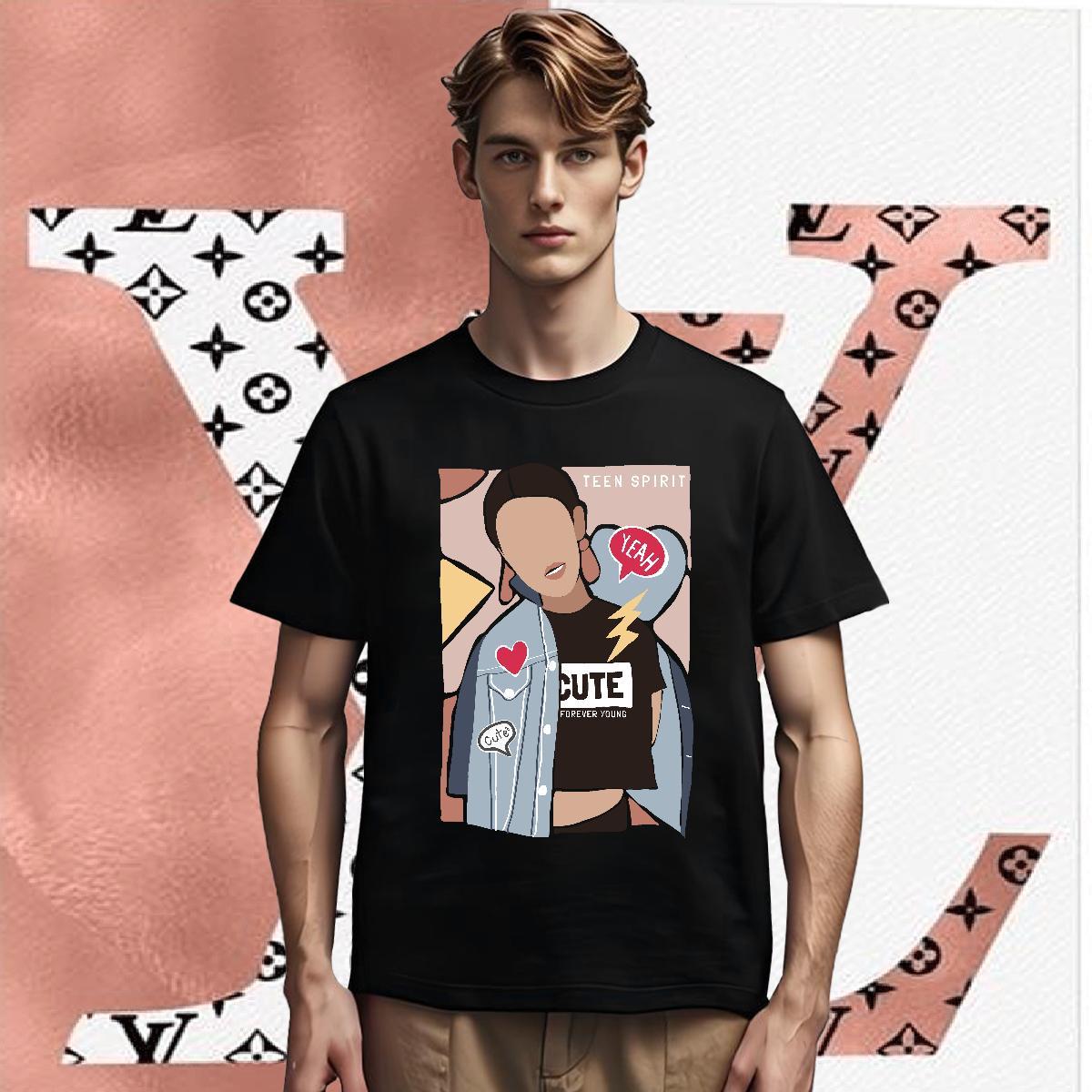 Man T Shirts 230g Cotton person Home Outdoor Breathable Crew Neck DIY Anime Tshirt for Man Woman Custom TOP Quality Tees Shirts
