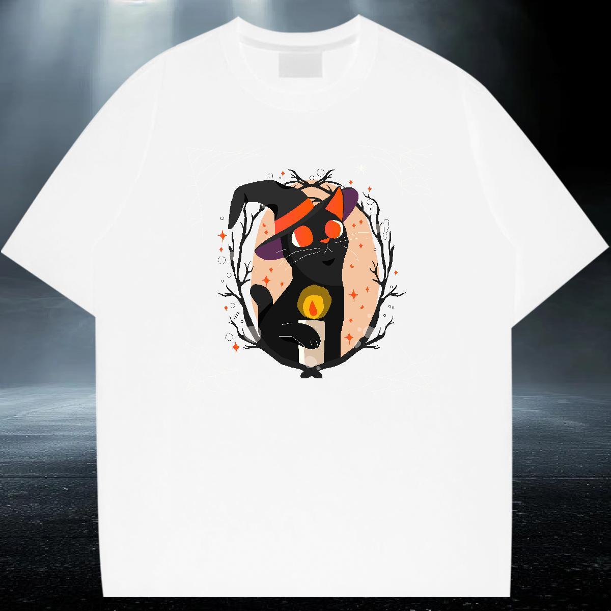 Brand Men Tshirts Casual 230g Pure Cotton Custom Anime O-Neck Short Sleeve cat T Shirt For Man Casual New Tops