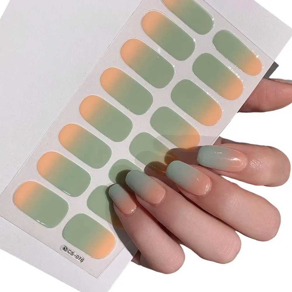 17Colors Hot Semi-cured Gel Nail Stickers Solid Color Nail Semi-baked Paste Decals UV Lamp Need Tips Full Nail for Women hotXJ240814