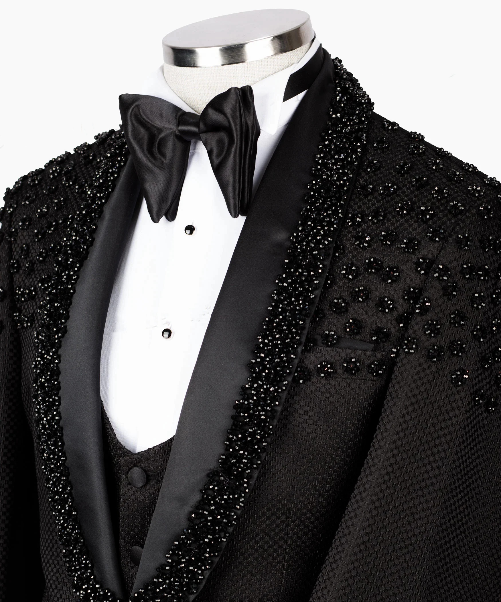 Men's Wedding Suit Fashion Shawl Lapel Tailored Blazers Beading Groom Jacket For Man One Button Custom Made Coat 2 Pieces Set(Jacket+Pants)