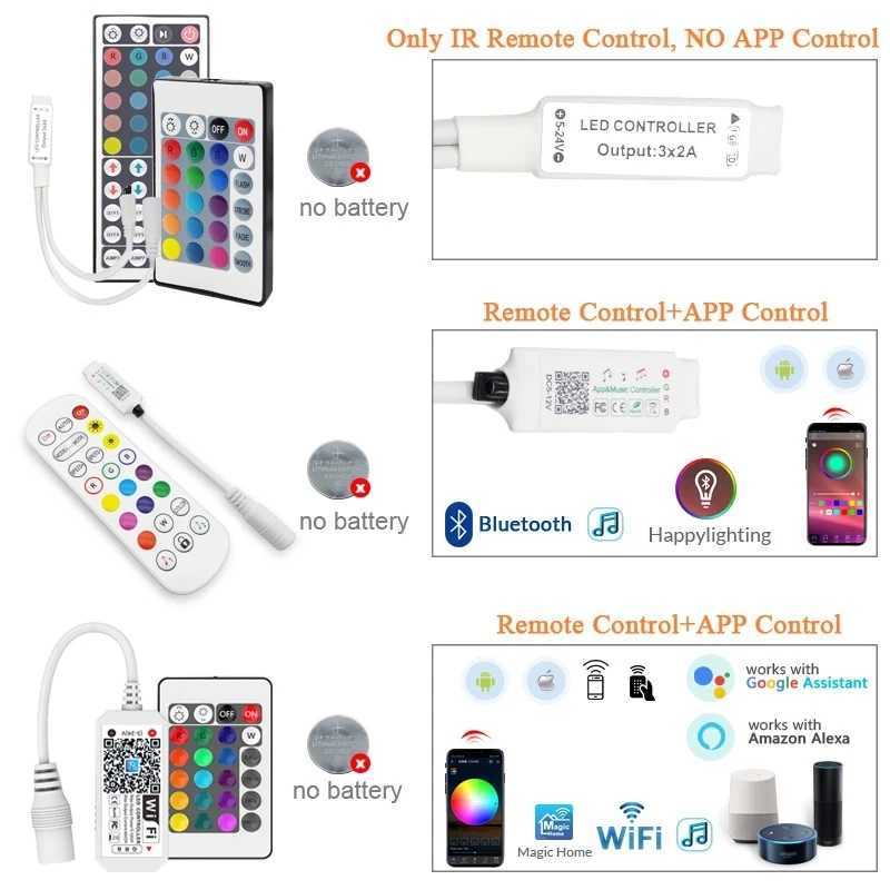 Rgb Led Strip 12V Led Lights For Room 5050 2835 Led Band Multicolor Led Ribbon With Wifi Alexa Bluetooth Control Decoration Room CL240815