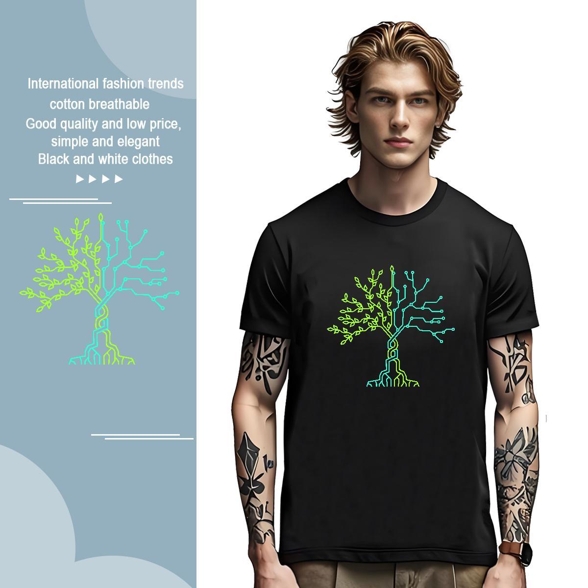 Man T Shirts 230g Cotton tree Casual Pure Cotton Anime Print Men Clothes T-Shirt Fashion Designer Free Shipping Tshirts