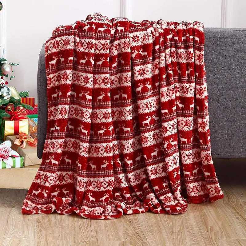Christmas Blankets and Throws Double Sided Printed Cozy Fleece quilt Thanksgiving Gift Soft Elegant comforter Decorative Throws Y240815