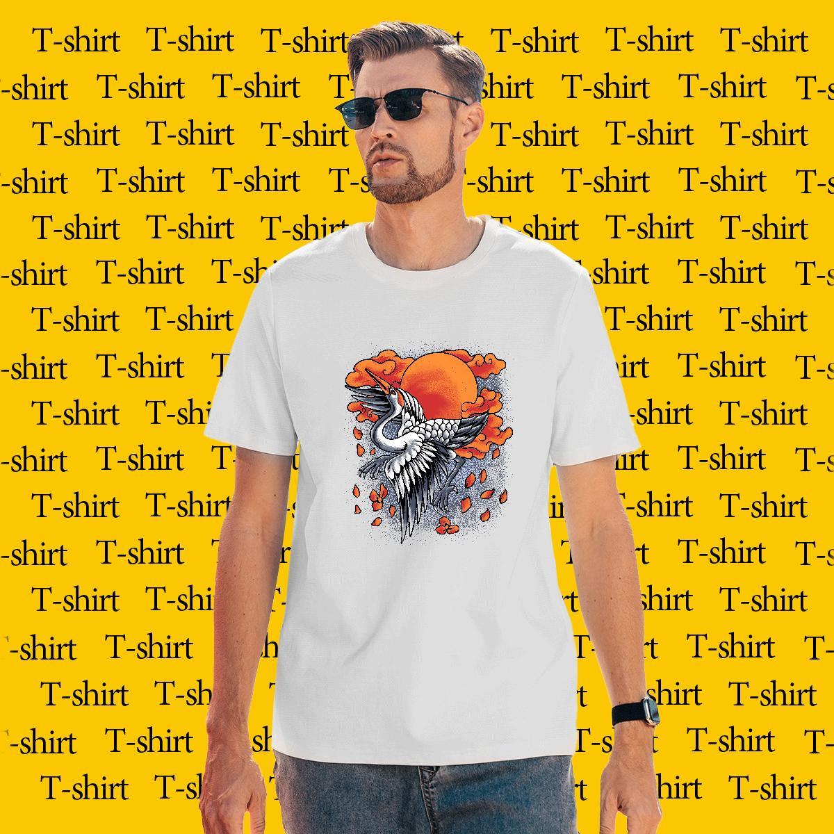 Comfortable T shirt eagle O Neck Short Sleeves Home Outdoor Cartoon Print 230g Cotton Men Tops Tees Fashion Designer Polos