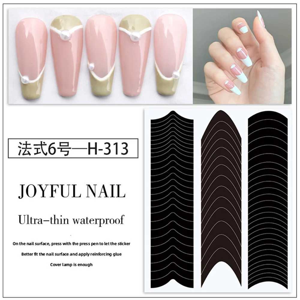 3D French Tips Stencils Nail Stickers Shiny Glitter Silver White Sliders Crystal Decals Nail Art DIY Adhesive Sticker DecorationXJ240814