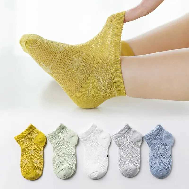 5 pairs of childrens socks summer cotton boys and girls socks cute breathable cartoon childrens socks thin casual socks W240814