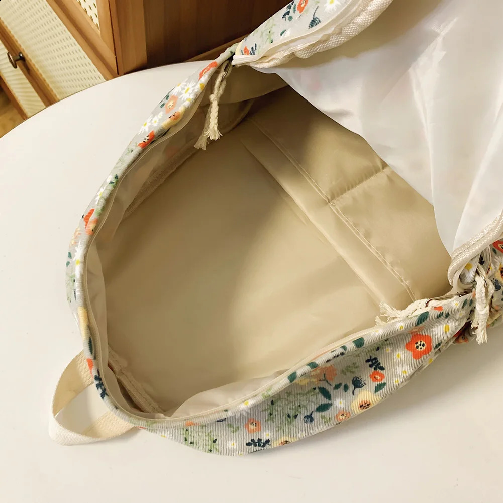 Women Daily Rucksack Adjustable Strap Floral Casual Multifunction Knapsack Corduroy Trendy Daypack Commuting Backpack 240813
