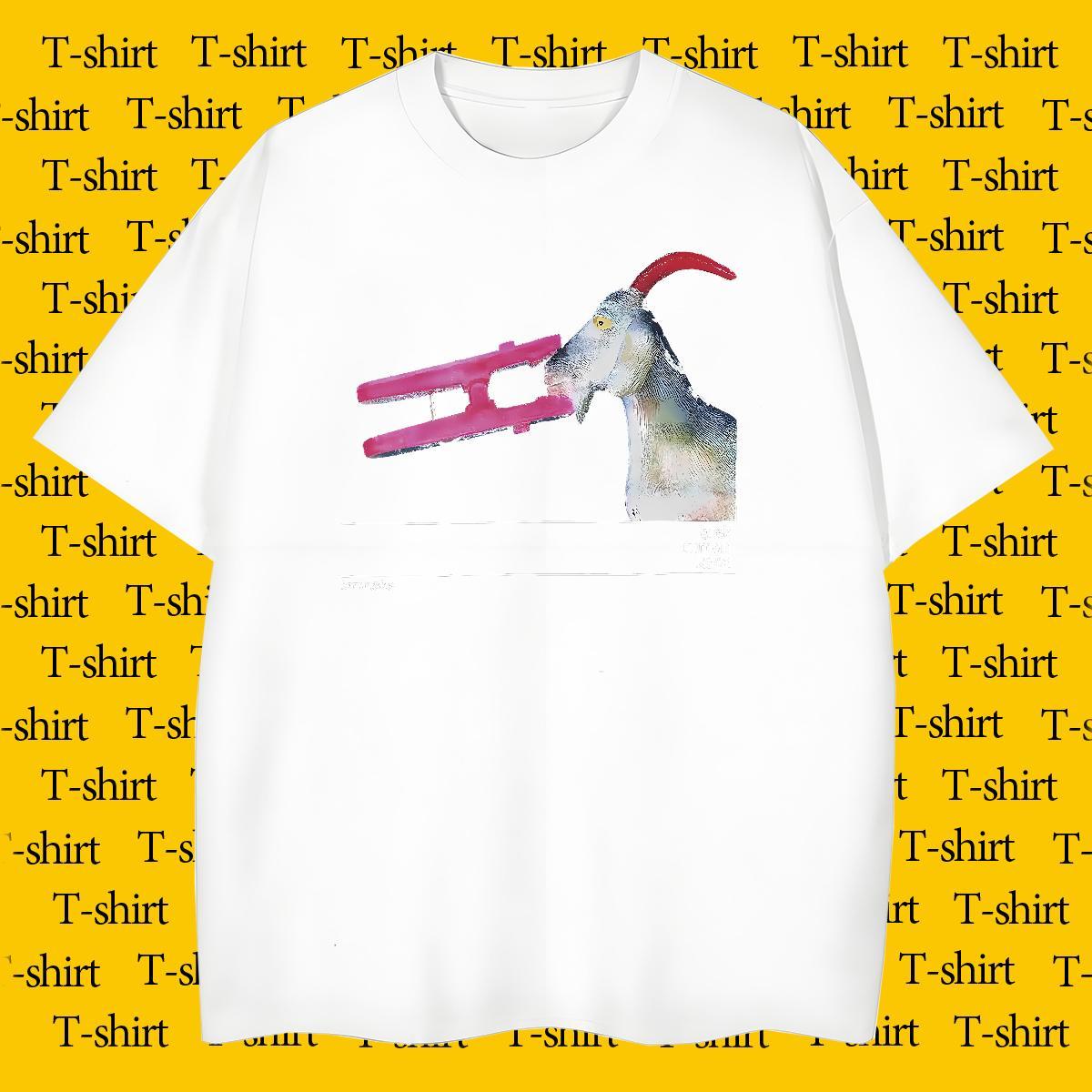 High Quality T-Shirts sheep Short Sleeve O-Neck Spring Summer Oversized 4XL 230g Pure Cotton Men Tops Tees New Polos