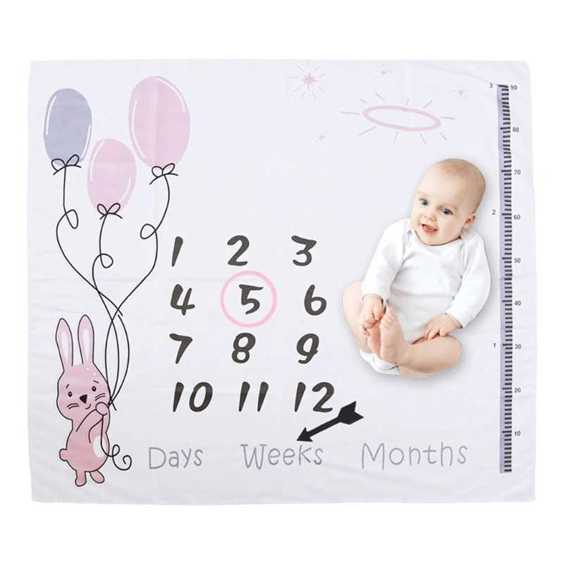 1 Set Baby Monthly Record Growth Milestone Blanket Newborn Photography Props Accessories Cartoon Printing Background Y240815