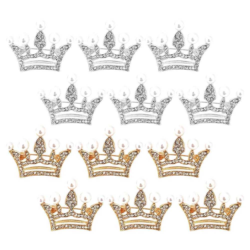 12 pieces of Crown Brooch womens lapel pins used for backpacks alloy fashionable womens brooch W240815