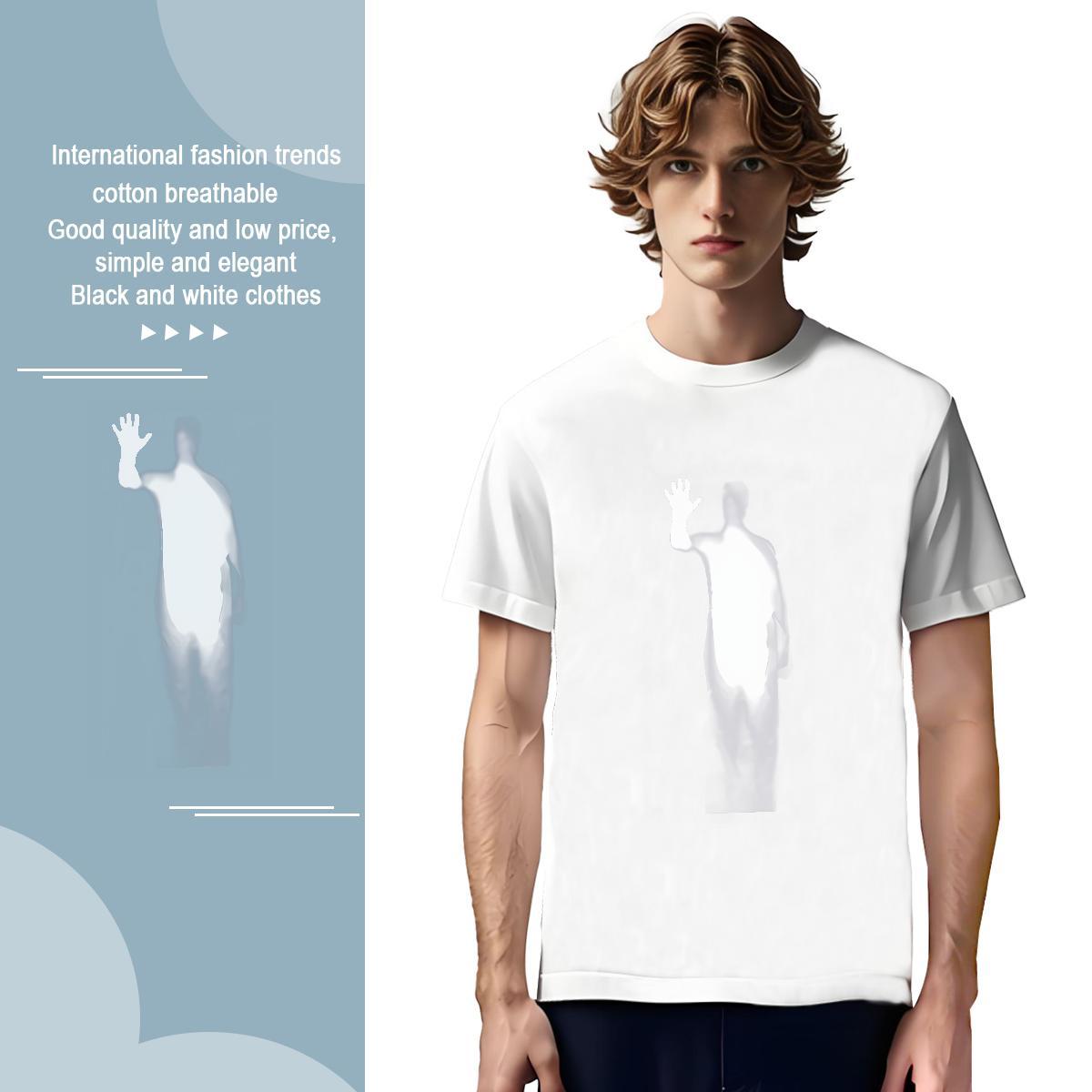 T shirt 230g Pure Cotton Lines Street Short Sleeve O-Neck Plus Size Custom Tshirts 2024 Summer Soft Tops
