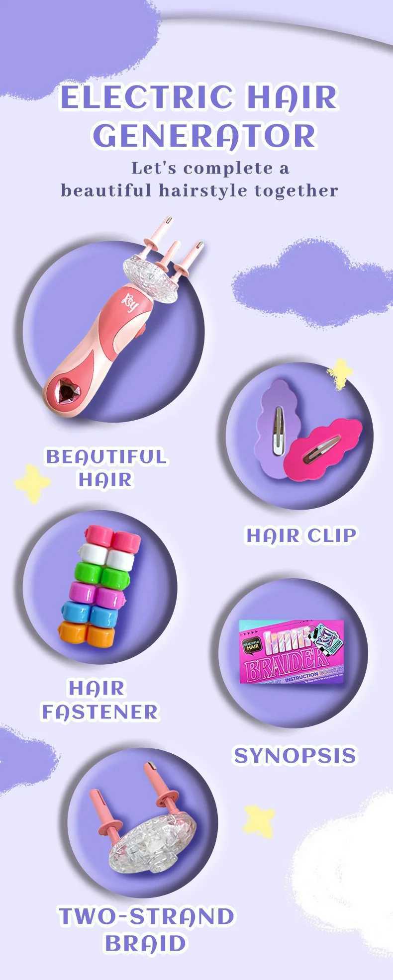 New Electric Automatic Hair Weaving Machine DIY Weaving Hair Style Tool Twisting Weaving Machine Girl Weaving Toy W240814