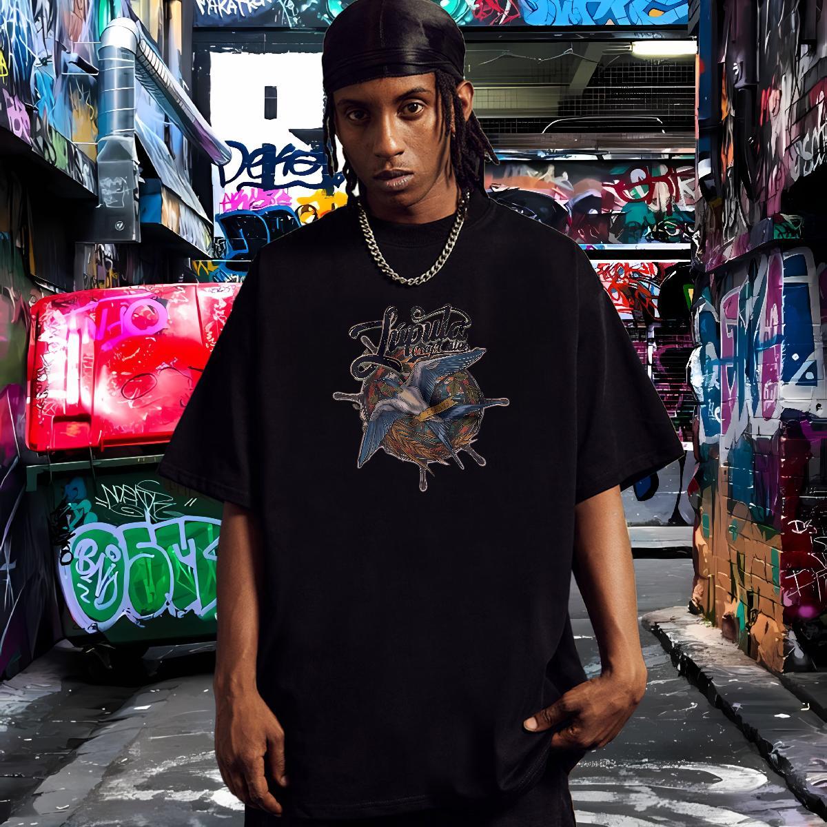TOP Quality T-Shirts for Men bird Breathable Crew Neck Sports Casual Custom Printed 230g Cotton Men Tops Tees 2024 New Top Tees